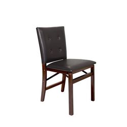 Parson'S Wood Folding Chairs, Set Of 2 by Stakmore in Expresso Bonded Leather