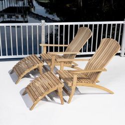 Double Teak Adirondack Chair Set