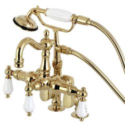 Kingston Brass CC6017T2 Vintage Clawfoot Tub Faucet with Hand Shower, Polished Brass - Kingston Brass CC6017T2