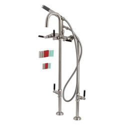 Aqua Vintage CCK8408DKL Concord Freestanding Tub Faucet with Supply Line, Stop Valve, Brushed Nickel - Kingston Brass CCK8408DKL