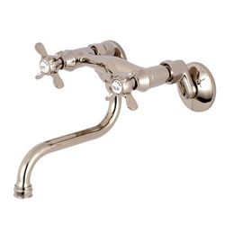 Kingston Brass KS116PN Essex Two Handle Wall Mount Bathroom Faucet, Polished Nickel - Kingston Brass KS116PN