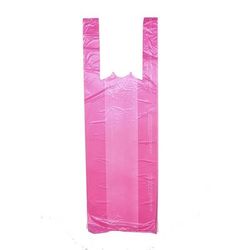 LK Packaging CT1423M Plastronic T-Shirt Bag w/ Handle - 23"L x 9"W x 5" SG, 0.6 mil HDPE, Magenta, Pink