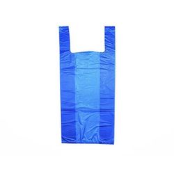 LK Packaging CT1621B Plastronic T-Shirt Bag w/ Handle - 21"L x 10"W x 6" SG, 0.6 mil HDPE, Blue