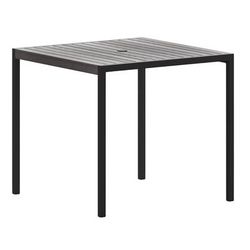 Flash Furniture XU-DG-UH8100-GY-GG Rectangular Outdoor Dining Table w/ Umbrella Holder - Steel, Gray, Synthetic Gray Wash Teak Poly Slats, 35" Square