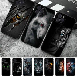 Coque de téléphone en Silicone souple Animal Lion loup tigre pour iphone 14 13 12 11 Pro Mini XS