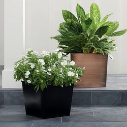 Stainless Steel Short Tapered Planter - Black, 12-1/2"H/Black - Grandin Road
