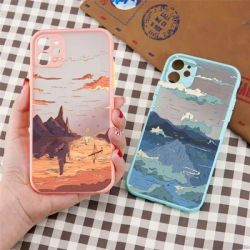 Coque de téléphone paysage Japon Anime Girl coque rigide antichoc coque 256 iPhone 13 11 12 14