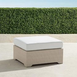 Palermo Ottoman in Dove Wicker - Standard, Air Blue with Natural Piping - Frontgate