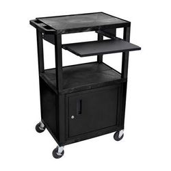 Luxor 42" A/V Cart with 3 Shelves, Pull-Out Keyboard Tray, Cabinet and Electric A WTPS42C2E