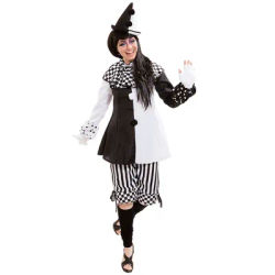 Déguisement "arlequin" pour femmes, noir/blanc