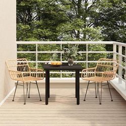 vidaXL Set da Pranzo da Giardino 3 pz in Polyrattan