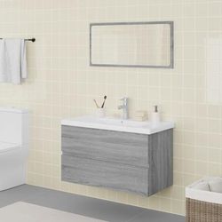 vidaXL Set di Mobili da Bagno Grigio Sonoma in Legno Multistrato