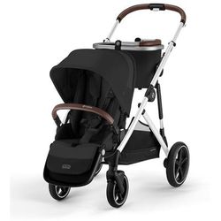 Cybex Gazelle S 2 Double Stroller Bundle - Silver Frame / Moon Black