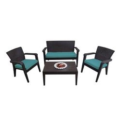 Alaska 4 Piece Seating Set with Cushions-Brown - Hospitality Rattan RBO-ALASKA-BRW-4PC-CUSH-TEA