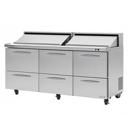 Turbo Air PST-72-D6-N 72 5/8" PRO Series Sandwich/Salad Prep Table w/ Refrigerated Base, 115v, Stainless Steel