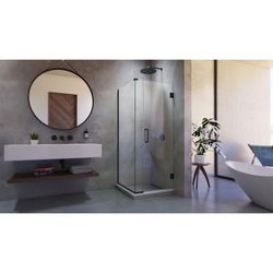 Dreamline DreamLine Unidoor Plus 29 1/2 inch W x 30 3/8 inch D x 72 inch H Frameless Hinged Shower Kit in Matte Black SHEN-24295300-09