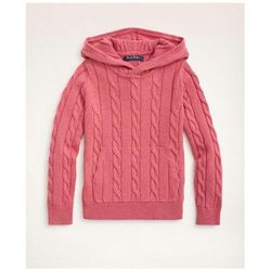 Brooks Brothers Boys Cotton Cable-Knit Hoodie Sweater | Dark Pink Heather | Size Large