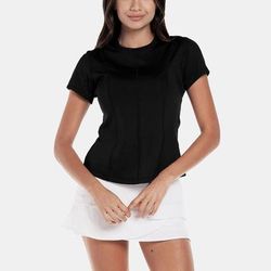 Lucky in Love Center Court Short Sleeve Women's Tennis Apparel Black