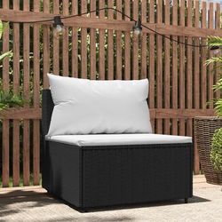 vidaXL Divano Centrale da Giardino con Cuscini in Polyrattan Nero