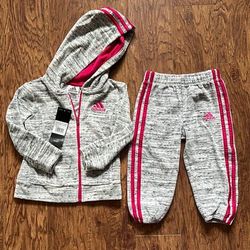 Adidas Matching Sets | Adidas Velvet Set | Color: Gray/Pink | Size: 2tg