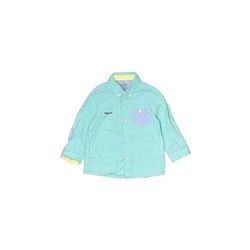 Baby Mayoral Long Sleeve Button Down Shirt: Teal Tops - Size 9 Month