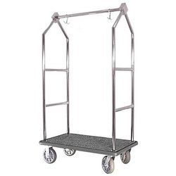 Hospitality 1 Source BCF105SS Luggage Cart w/ Carpeted Deck - 43"L x 25"W x 75"H, Silver