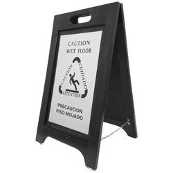 Hospitality 1 Source BLWFNI Multi-Lingual Caution Sign - 2 Sided Wood/Black