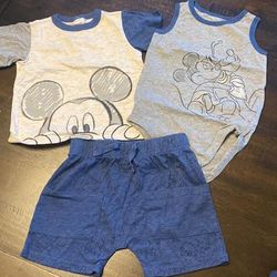 Disney Matching Sets | Baby Boy Disney Set 12 Month Mickey Mouse | Color: Blue/Gray | Size: 12mb