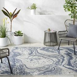 Basma 5'3" x 7' Modern Charcoal/Silverton/Pewter/Dark Gray/Smoke Outdoor Area Rug - Boutique Rugs