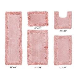Shaggy Border Bath Rug Mat, 5 Pc Set 39283 by Better Trends in Pink