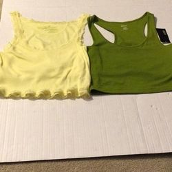 American Eagle Outfitters Tops | 2 Tank Tops Yellow Size M. Green Size S | Color: Green/Yellow | Size: Small/Medium