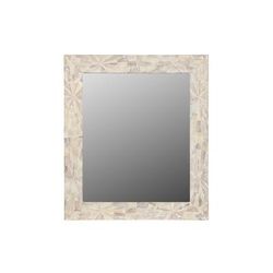 "Melvin 46" Geometric Pattern Wood Accent Mirror in Whitewash Dual Tone - TF700702ME"