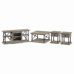 Bush Furniture Coliseum Living Room Set with 60W TV Stand, Coffee Table, and Set of Two End Tables in Driftwood Gray - Bush Furniture CSM008DG