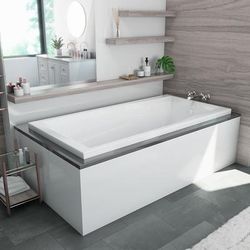 Aquatic Ascot III 72 Inch Acrylic Drop-in Universal Drain Bathtub - White 4572530-WH