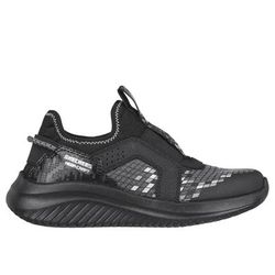 Skechers Boy's Ultra Flex 3.0 - Triple Pointz Slip-On Shoes | Black/Charcoal | Textile/Synthetic | Machine Washable