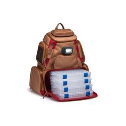 Vexan Backpack Tackle Box w/LED Light Tan/Burgundy Large VI-BP-TR