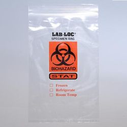 LK Packaging LAB20606STAT Lab-Loc Reclosable 3-Wall Specimen Bags - 6" x 6", Polyethylene, Clear, Printed "STAT"