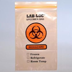 LK Packaging LAB20609OE Lab-Loc Reclosable 3-Wall Specimen Bags - 6" x 9", Polyethylene, Orange Tint, Case of 1000