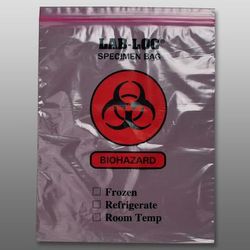 LK Packaging LAB221215PT Lab-Loc Reclosable 2-Wall Specimen Bags - 12" x 15", Polyethylene, Pink Tint