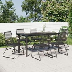 vidaXL Set da Pranzo da Giardino 7 pz Nero in Rattan PVC