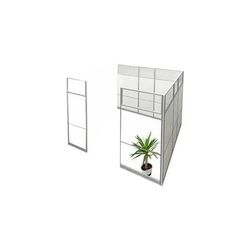 8' x 8' x 7'H White Laminate Modular Office with Clear Glass Front - Add-On Cubicle