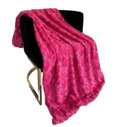 Plutus Fuchsia Purple Diamond Faux Fur Luxury Throw Blanket - Plutus PBSF2302-7090-TC