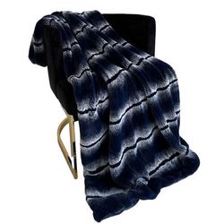 Plutus Navy Fluffy Fields Faux Fur Luxury Throw Blanket - Plutus PBSF2326-6084-TC