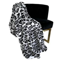 Plutus Gray Silver Jaguar Faux Fur Luxury Throw Blanket - Plutus PBSF2328-3660-TC