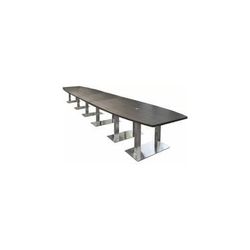 20' x 4' Boat Shape Conference Table with Chrome Steel Bases