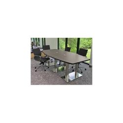 8' x 4' Boat Shape Conference Table with Chrome Steel Bases - Other Sizes Available