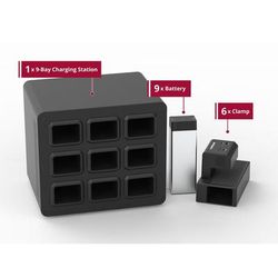 Luxor KBEP-9B6C9 KwikBoost EdgePower 9-Bay Desktop Charging Station System w/ 9 Batteries, Black