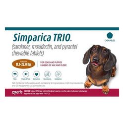 Simparica Trio For Dogs 11.1-22 Lbs (Caramel) 3 Doses - 40% Off Today