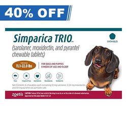 Simparica Trio For Dogs 11.1-22 Lbs (Caramel) 3 Doses - 40% Off Today