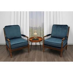 Tracy Natural Side Table with 2 Twisted Teal Lounge Chairs - Moti